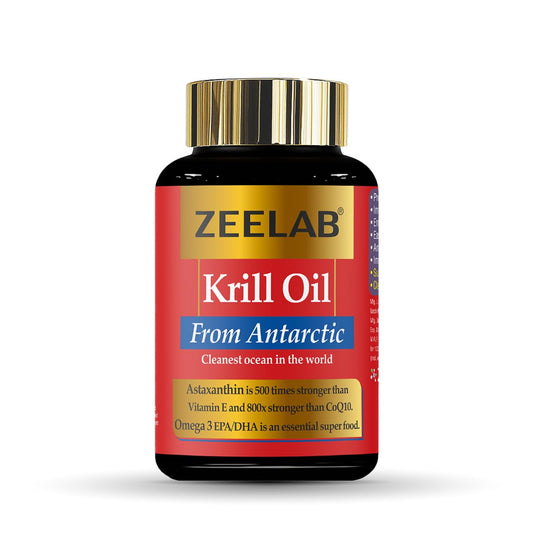 Zeelab Krill Oil supplement bottle on a white background