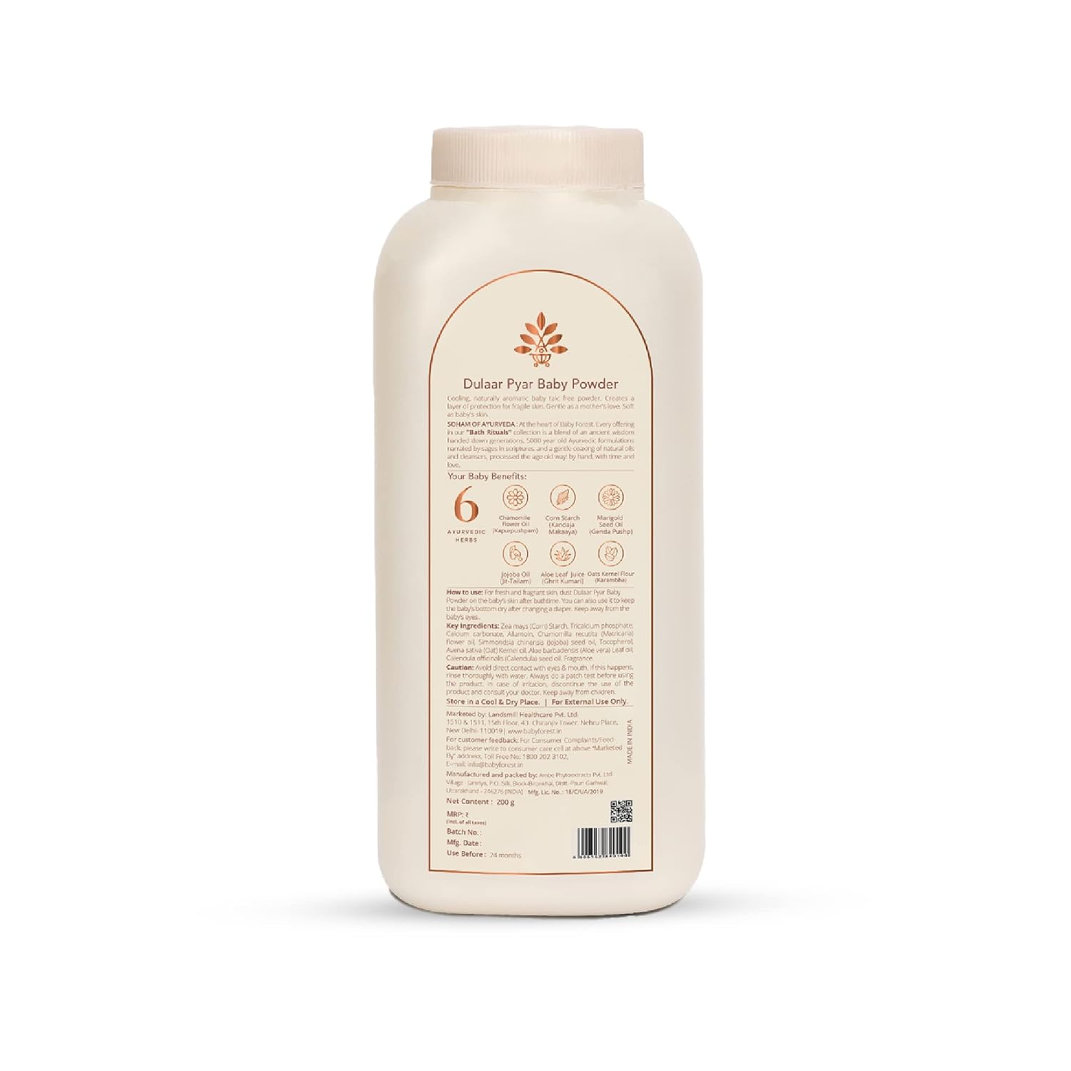 Baby powder container with label on a white background