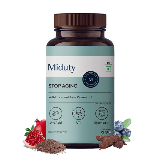 Zephivo Miduty Stop Aging Powerful Antioxidant Formula to Slow Down Aging, Anti Aging Supplement for Youthful Skin - Anti Aging Capsules, Resveratrol Active Ingredient - Pack of 60