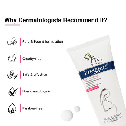 Fixderma Pregger's Stretch Mark Cream with Ceramide, Niacinamide & Lactic Acid for Women, Stretch Marks Cream for Pregnancy, Pregnancy Stretch Marks Removal Cream, Pregnancy Products for Women - 60g