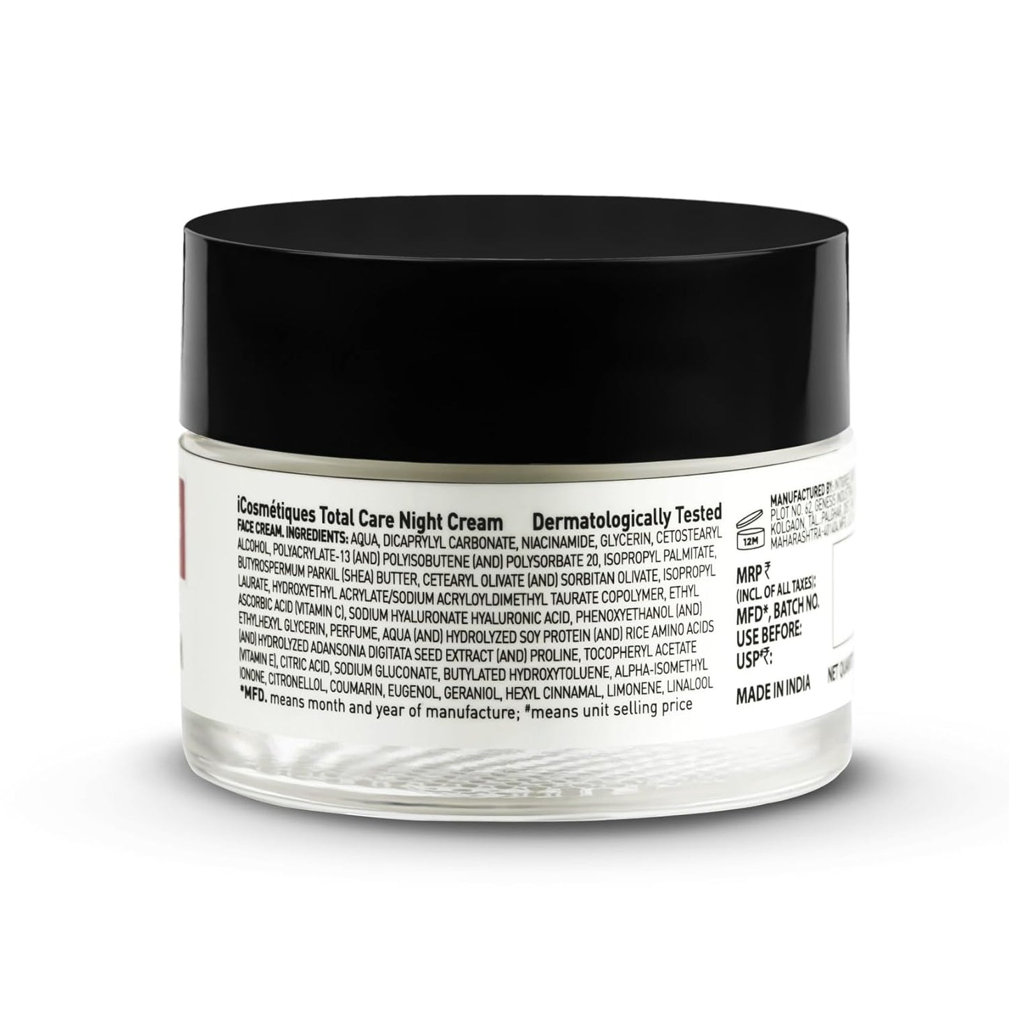 iCosmetiques Night Cream |Vitamins B3, C, E |Shea Butter & Glycerin |Deep Hydration & Glow |Lightweight Moisturizer for Radiant Skin |Mineral Oil & Silicone-Free |Unisex Total Care Formula |50g