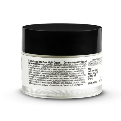 iCosmetiques Night Cream |Vitamins B3, C, E |Shea Butter & Glycerin |Deep Hydration & Glow |Lightweight Moisturizer for Radiant Skin |Mineral Oil & Silicone-Free |Unisex Total Care Formula |50g