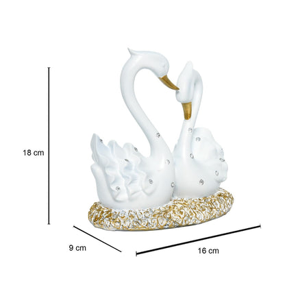 Ceramic Swan Statue for Home Decor - Aesthetic Showpiece - Decorative Sculpture for Home Decor & Office Decor - 16x9x18 CM