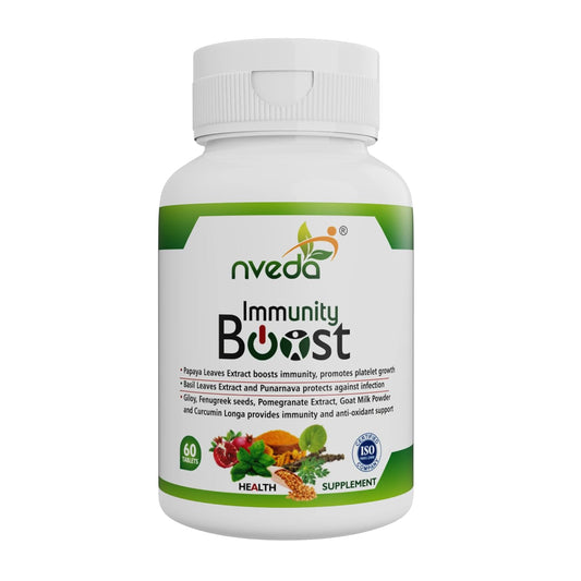 Nveda Immunity Booster with Papaya Leaves Extract, Giloy, Fenugreek seeds, Curcumin Longa for Immunity (60 Tablets)