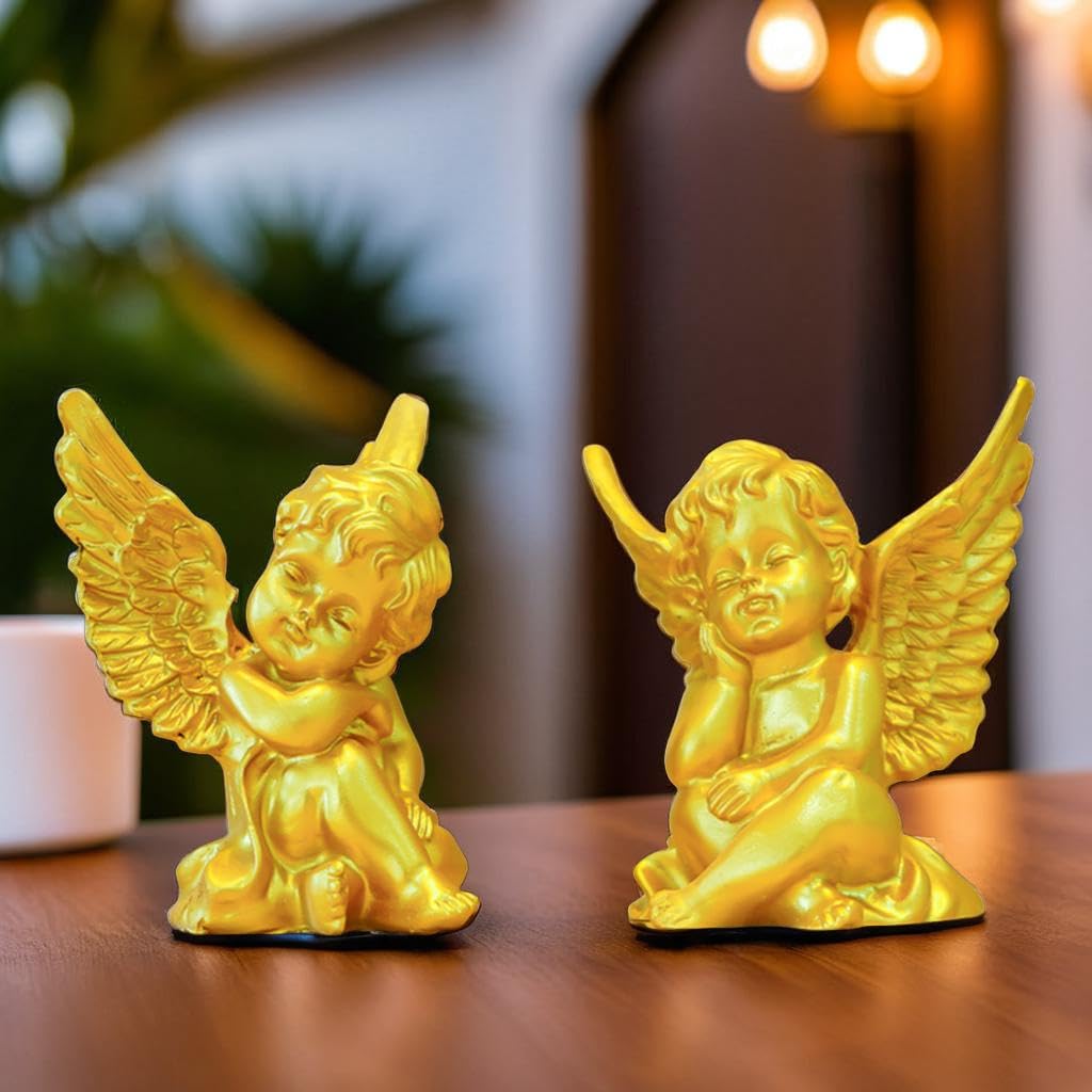 Nostrae Cupid Angel Show Pieces for Home Decor Living Room Decorative Items | Cute Angel Statue Showpieces Gift Item for Decor| Center Table Tv Office Interior Statues Figurines (Set of 2)