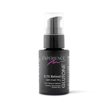 Glutone 0.2% Retinol Night Cream with Ultra Filling Hyaluronic Acid Spheres |Youthful & Rejuvenated Skin | Fades Wrinkles & Fine Lines | 30 g