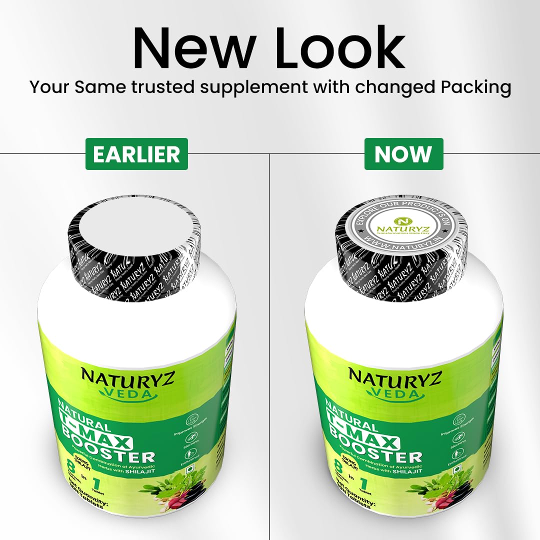 Comparison of Naturez Veda supplement packaging, earlier and now, on a white background.