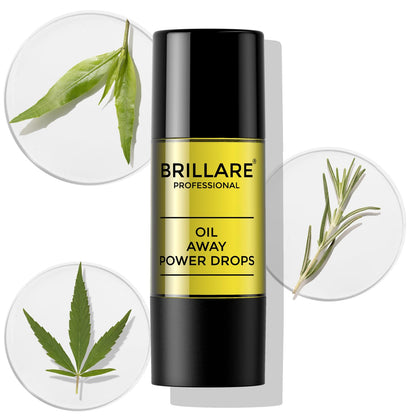 Brillare Professional Oil Away Power Drops, 100% Natural Face Serum With Tea Tree and Rosemary (15 ML), Zero Chemicals