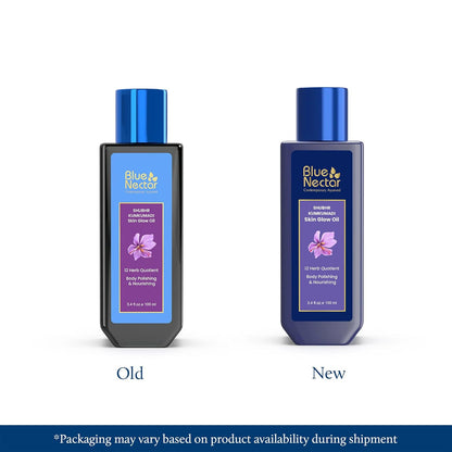 Blue Nectar Shubhr Kumkumadi Body Oil for Glowing Skin | Ayurvedic Moisturizing Body Oil After Bath for Daily Use for Even Skin Tone & Dark Spots (12 Herbs, 100 ml)