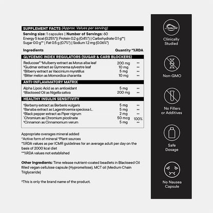 Wellbeing Nutrition Diabetes Care with Clinically Proven Reducose®, Gudmar, Bilberry, Banaba 60 Veg Capsules