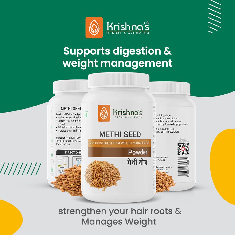 Krishna's Methi Seed Powder - 100 g | Preservative Free | Hair Care | Supports Digestion | Weight Management