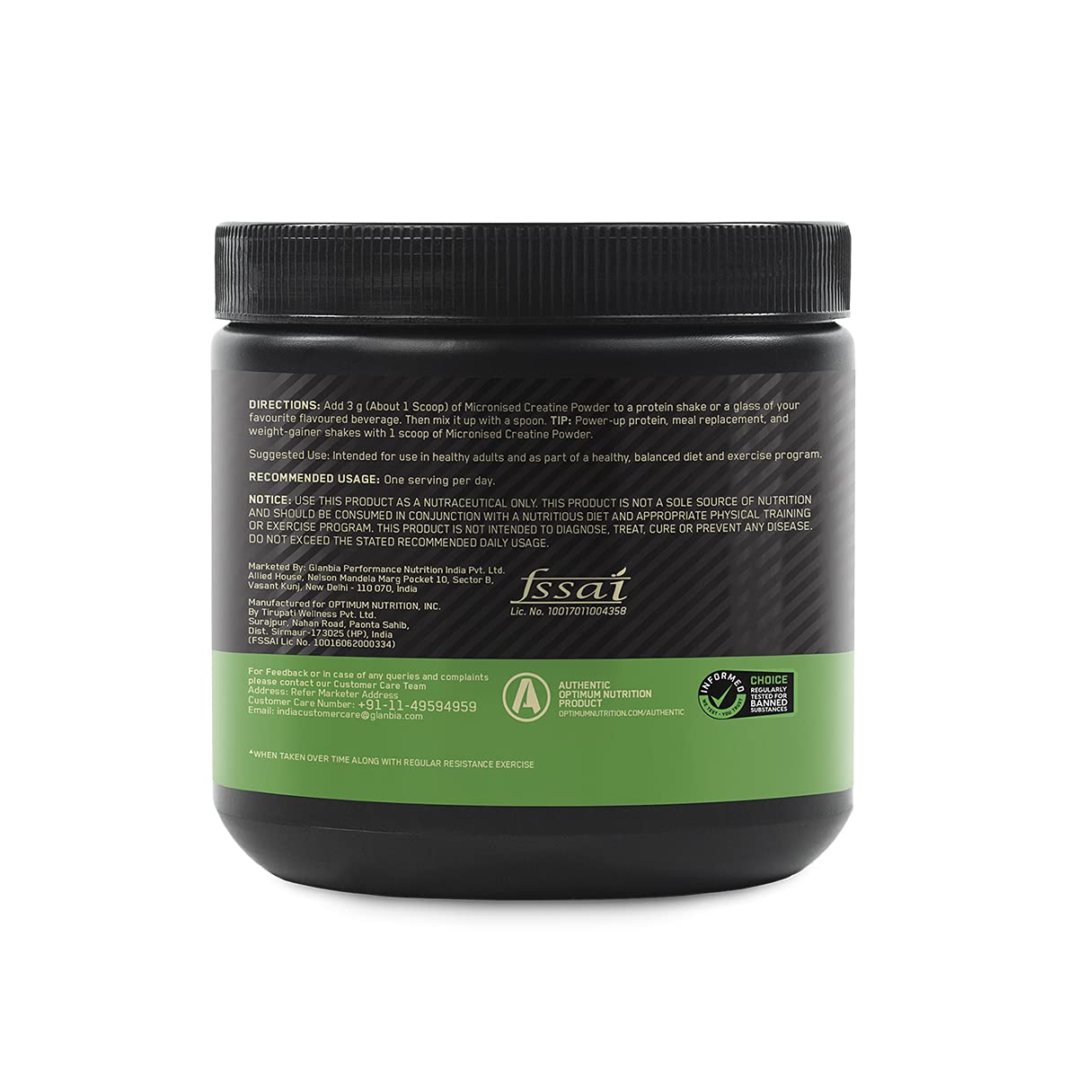 Optimum Nutrition (ON) Micronized Creatine Powder - 250 Gram, 83 Serves, 3g of 100% Creatine Monohydrate per serve, Supports Athletic Performance & Power, Unflavored.