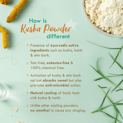 Nat Habit Everyday Talc Free Raw Haldi Kusha Baby Powder, Chemical Free & Rashfree, 0-5 Yrs - (150 g)