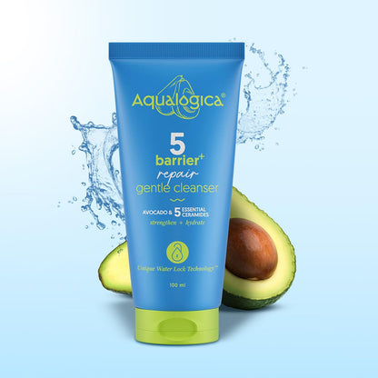 Aqualogica 5 Barrier+Repair Gentle Face Cleanser With Avocado&5 Essential Ceramides-100Ml| Dry To Normal,Sensitive Skin|Strengthens Skin Barrier|Non-Oil Stripping|Gently Cleanses&Hydrates|Men&Women