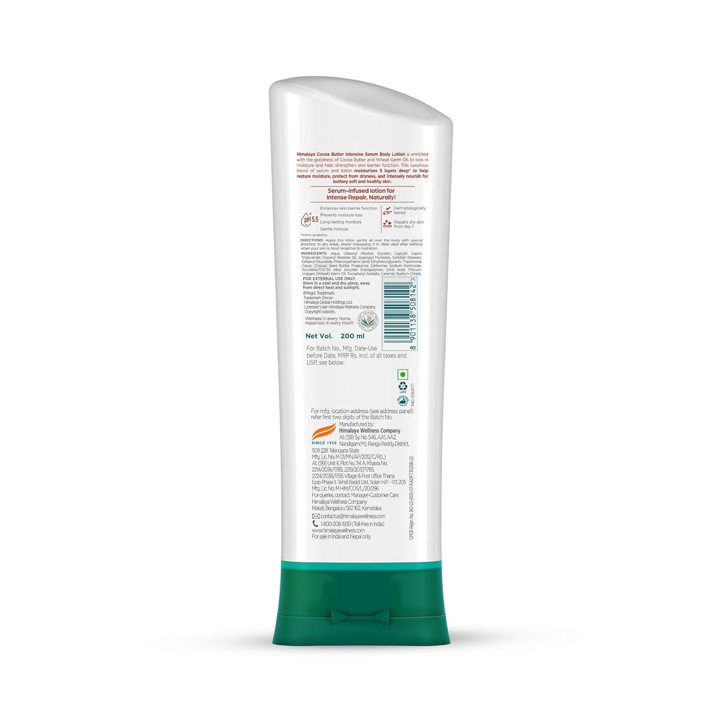 Himalaya Cocoa Butter Intensive Serum Body Lotion| 200ml| Wheat Germ Oil |For Dry Skin| 48 H Moisturization| Repairs Dry Skin From Day 1| pH 5.5| Moisturizes 5 Layers Deep