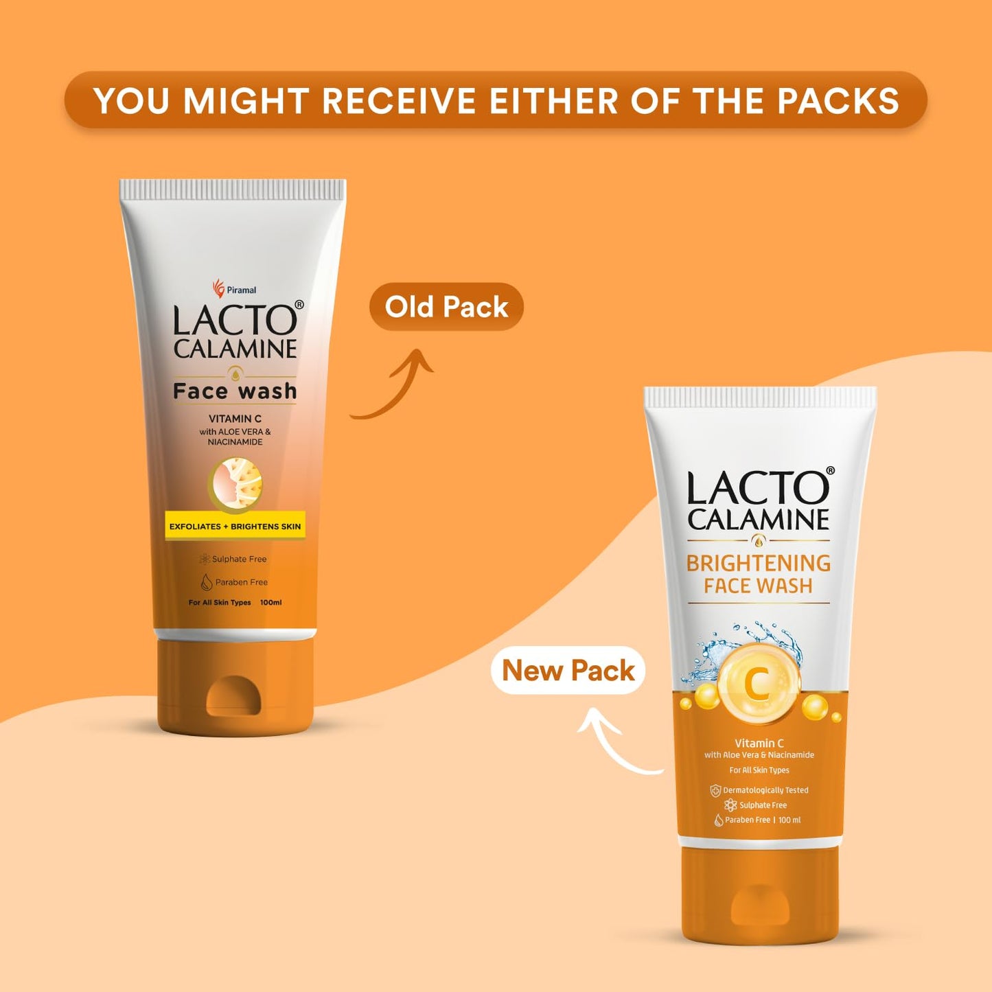 Lacto Calamine Vitamin C Face Wash | Pack of 1 x 100ml | Aloe Vera & Niacinamide Face Wash for Glowing Skin | Facewash that Exfoliates Skin & Reduces Pigmentation | No Parabens, No Sulphates
