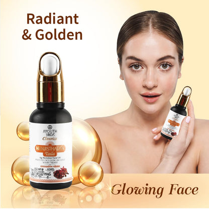 Ayouthveda Manjisthadya Taila | Nourishes Skin Tone With Goat Milk & Matulunga| Helps To Restore Dull Skin | Work As Natural Skin Illuminator | Anti-Aging Facial Oil (Pack Of 1-30ml)