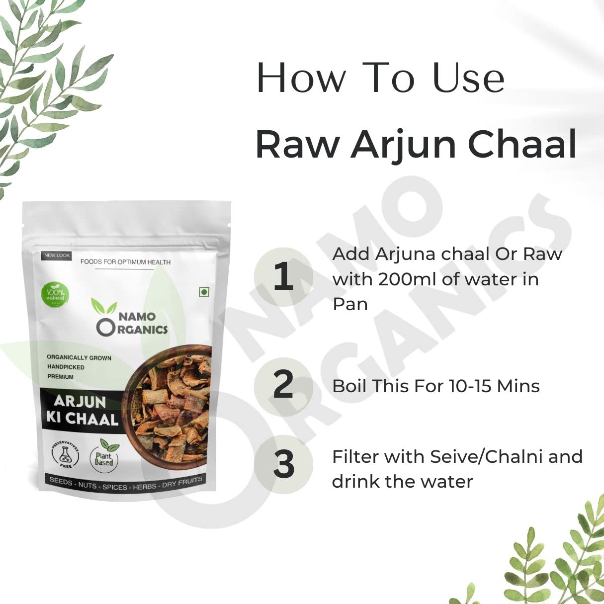 Namo Organics - Arjun ki Chaal – 1 kg Arjuna Bark – To Support Heart Health & Promote Good Cholesterol | Ayurvedic Heart Health Support | Natural, Sun-Dried, Unprocessed |