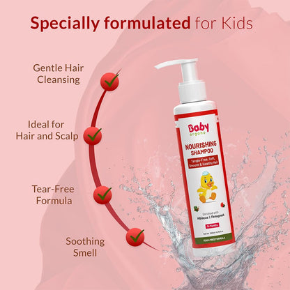 BabyOrgano Baby Shampoo for Kids 0+ years | Hair Growth & Nourishment | Methi Amla Shikakai Aloe Vera & Tomato | Tear Free | Sulphate Paraben & Soap Free | FDCA Approved | 200ml (Pack of 1)