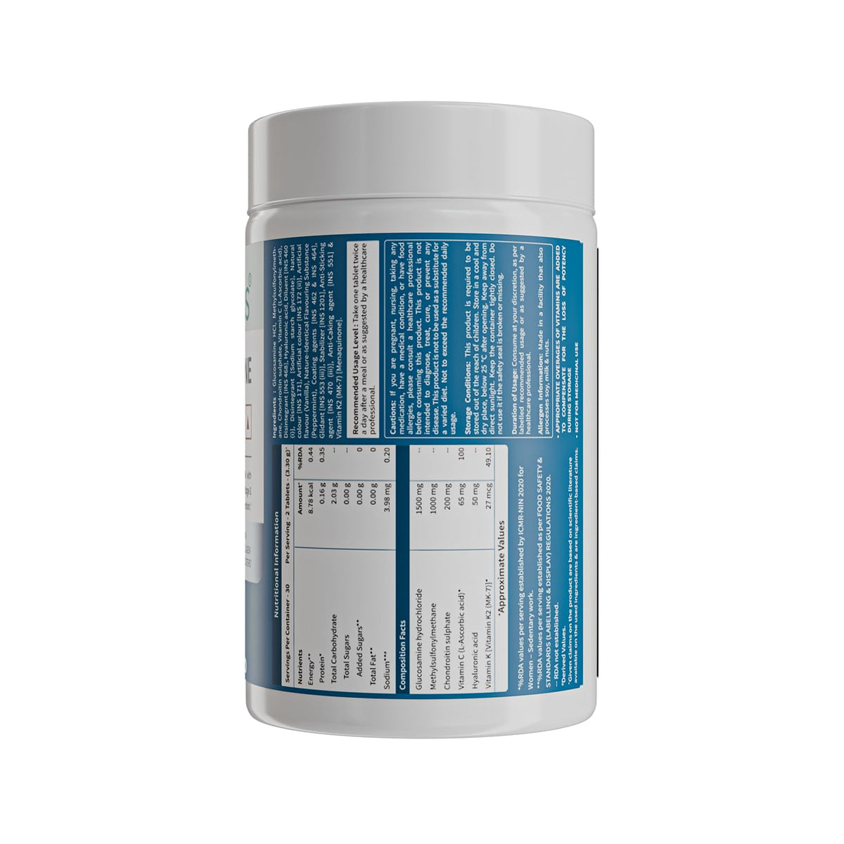 Neuherbs Glucosamine Plus 1500mg - 60 Tablets| Glucosamine Chondroitin MSM with Hyaluronic Acid, Vitamin C & K2-7 | Helps Joint Pain Relief, Cartilage Repair, Knee Support & Mobility