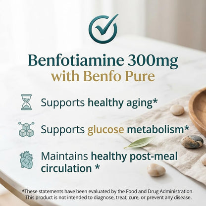 Simply Earth Benfotiamine+ 600mg with Ashwagandha & Alpha Lipoic Acid - Helps Maintain Blood Sugar Levels Supplement - Promotes Nerve Health & Metabolic Function - High Potency B1 Vitamin Supplement - 60 Tablets