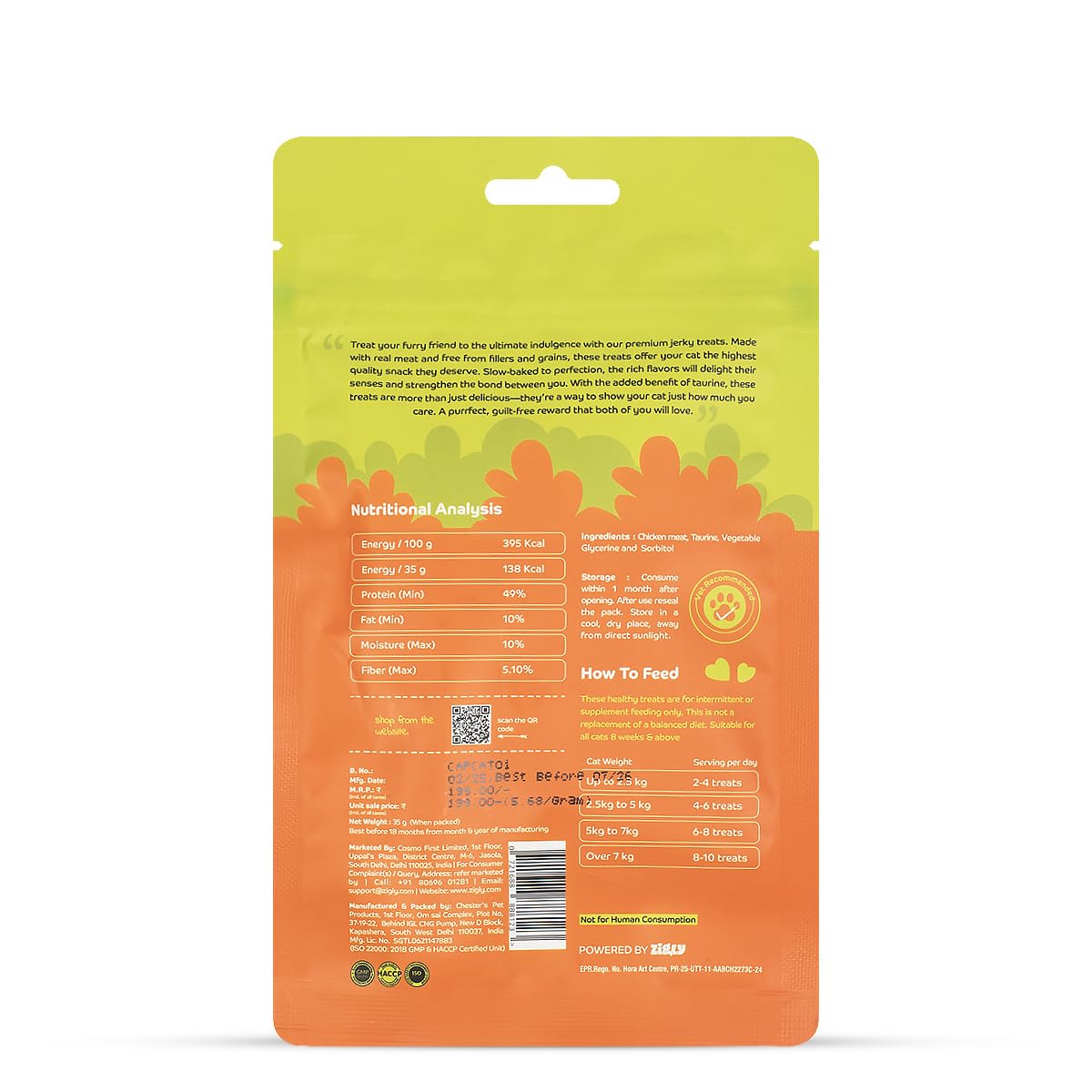 Applod Chicken Shreds Soft Cat Treats for Kittens & Adult Cats | Made with Real Meat | Grain-Free Daily Reward Treats with Taurine & No Fillers | 35g