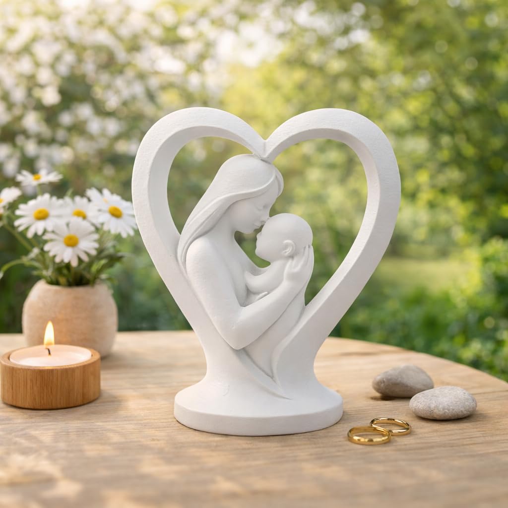 Mother Baby Statue Showpiece Gift, Resin Mother Baby Figurine, motherr Child Statue, Home Decor Items, House Warming Gifts Mother's Day, Baby Shower Gifts for Mom to be