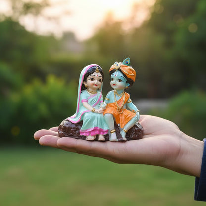 Radha Krishna Resin Idol, Blue, 10 × 6 × 9 cm