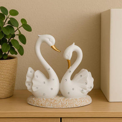 Ceramic Swan Statue for Home Decor - Aesthetic Showpiece - Decorative Sculpture for Home Decor & Office Decor - 16x9x18 CM
