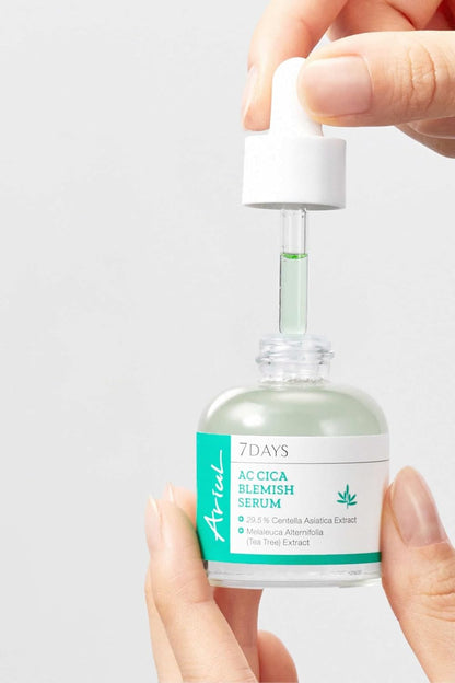 Ariul 7days AC Cica Blemish Serum (20ml) Korean Acne Care Serum with Centella & Tea Tree, Helps Calm Breakouts, Oil Control Pore Clearing Face Serum For Pimples, Redness & Acne Marks, Lightweight Skin Repair Serum
