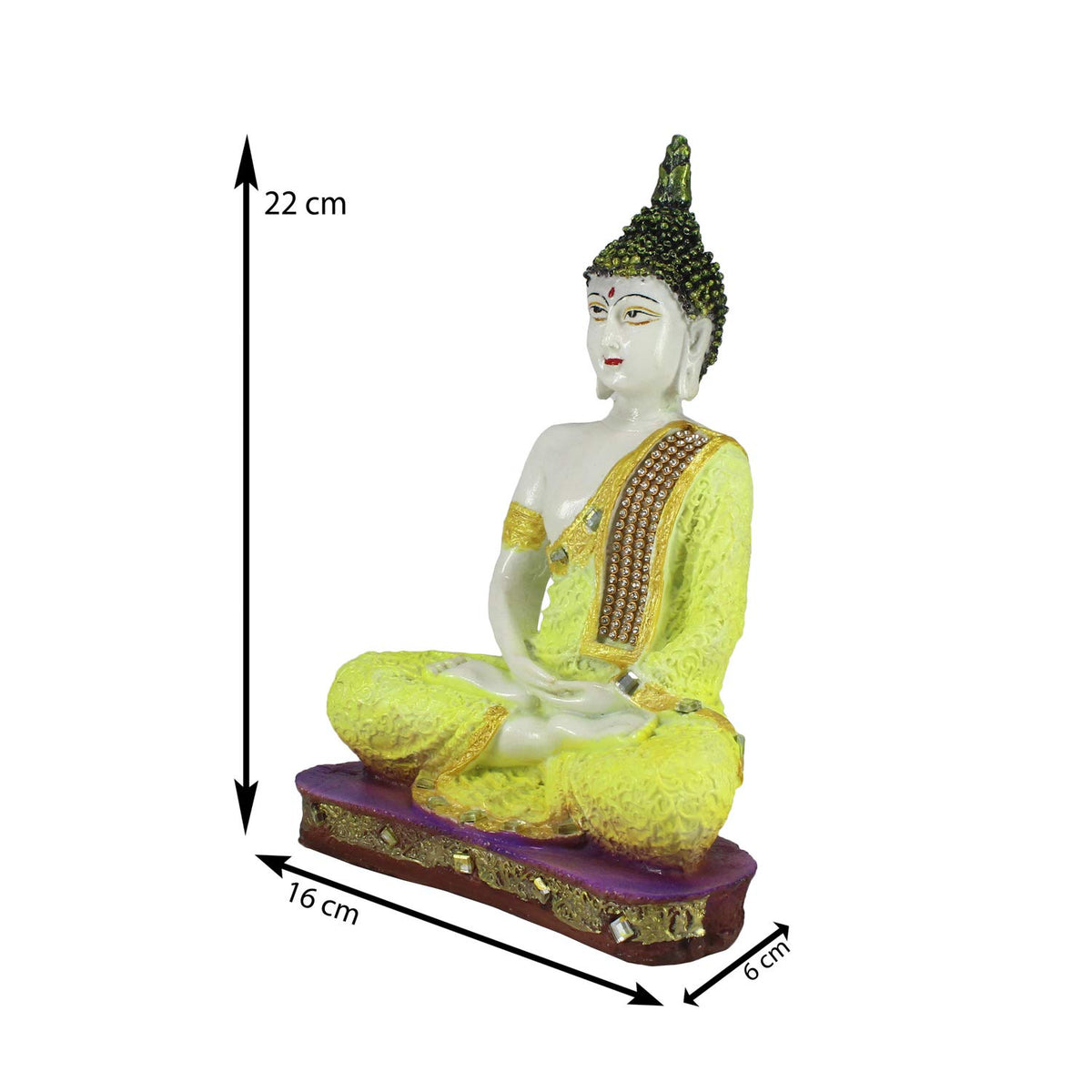 Yellow Buddha Decorative Showpiece - 24 cm