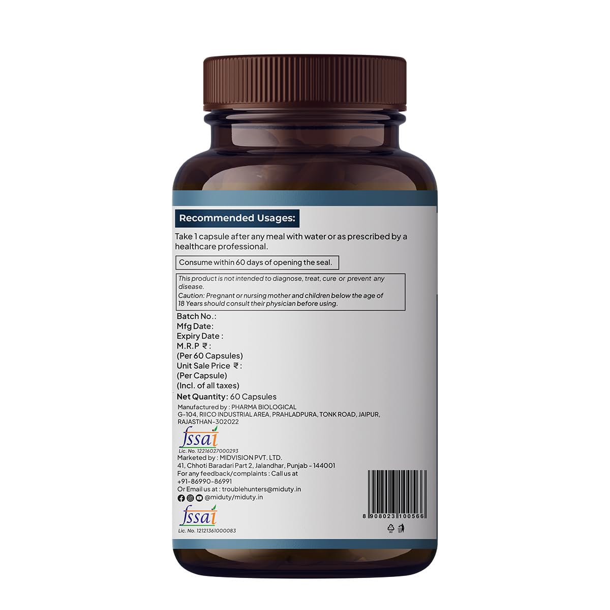 Zephivo Miduty Palak Notes Ashwagandha 3X (500 mg) Supplement - KSM 66 Ashwagandha - Triple Strength Formula - For Mood Stability - Focus, Strength and Stress - 60 Veg Capsules