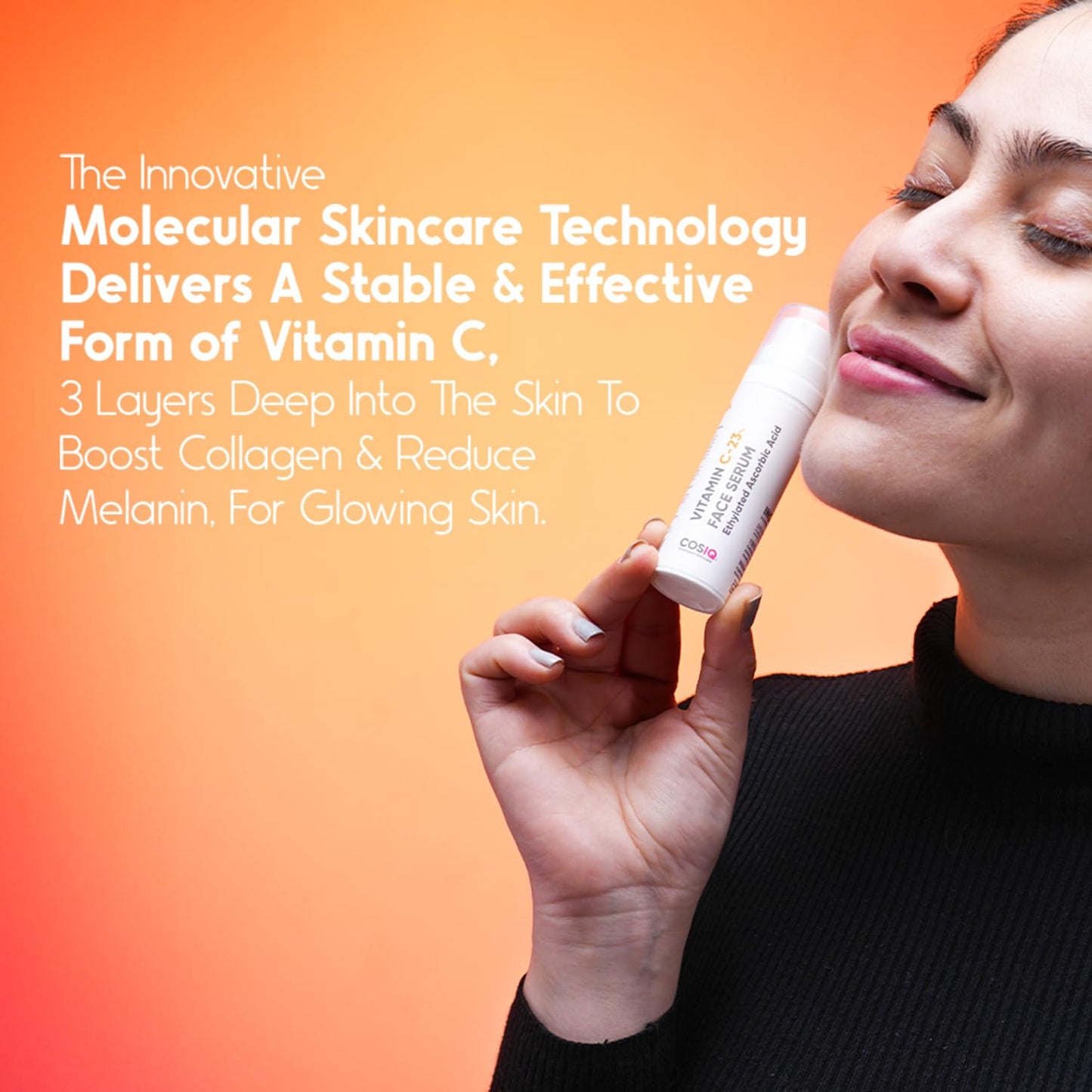 Cos-IQ 23% Vitamin C Face Serum for Glowing Skin 30ml| Advanced Molecular Skincare Technology | Highly Stable, Non Irritating, Non Sticky| Brightening & Hydrating Formula For Men & Women