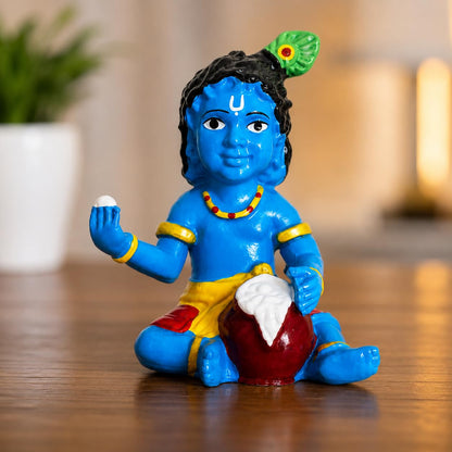 B.R STORE Lord Krishna Sitting with Butter Idol