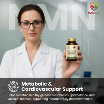 Nutraliebe NMN (β-Nicotinamide Mononucleotide) 500 mg – NAD+ Precursor for Cellular Energy, Anti-Aging & DNA Repair | Supports Brain, Metabolism & Mitochondrial Health | 90 Veg Capsules | Non-GMO & Gluten-Free