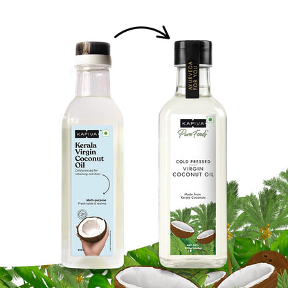 Kapiva Virgin Cold-Pressed Coconut Oil | 100% Pure, Unrefined & Edible | For Cooking, Skin & Baby Care, Oil Pulling | Coconut Oil For Hair | Keto Friendly