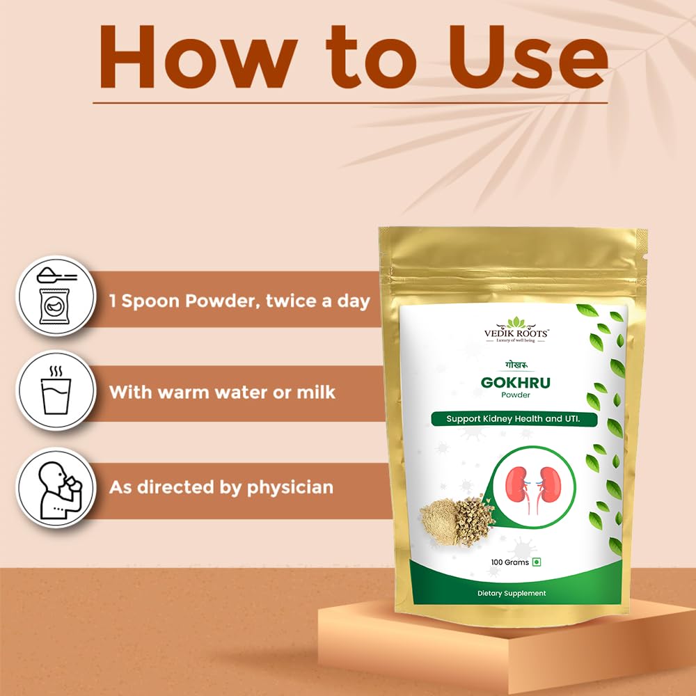 Gokhru Powder - A Natural And Pure Essential Nutrient Rich Remedy For Kidney Health And Urinary Tract Infections(100 GM) (PACK OF 1)