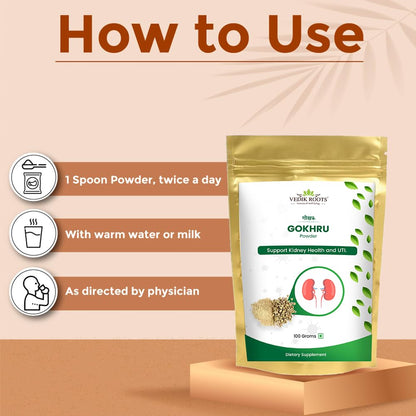 Gokhru Powder - A Natural And Pure Essential Nutrient Rich Remedy For Kidney Health And Urinary Tract Infections(100 GM) (PACK OF 1)