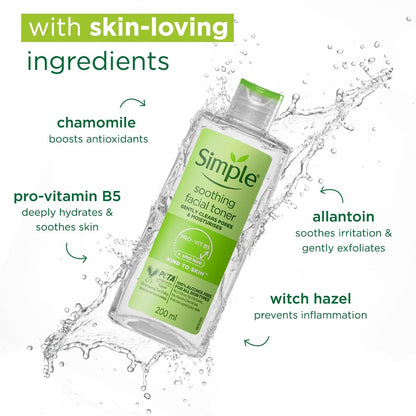 Simple toner bottle with ingredients listed on a white background