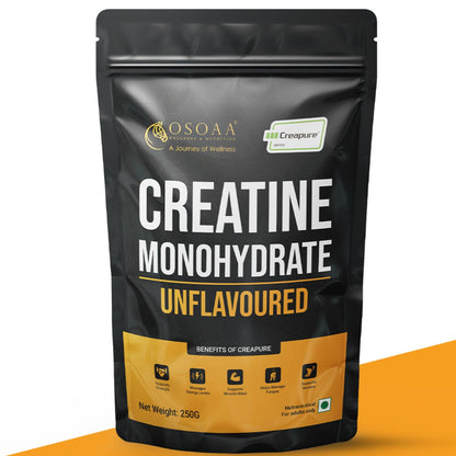 Osoaa Creatine Monohydrate supplement package on a white background