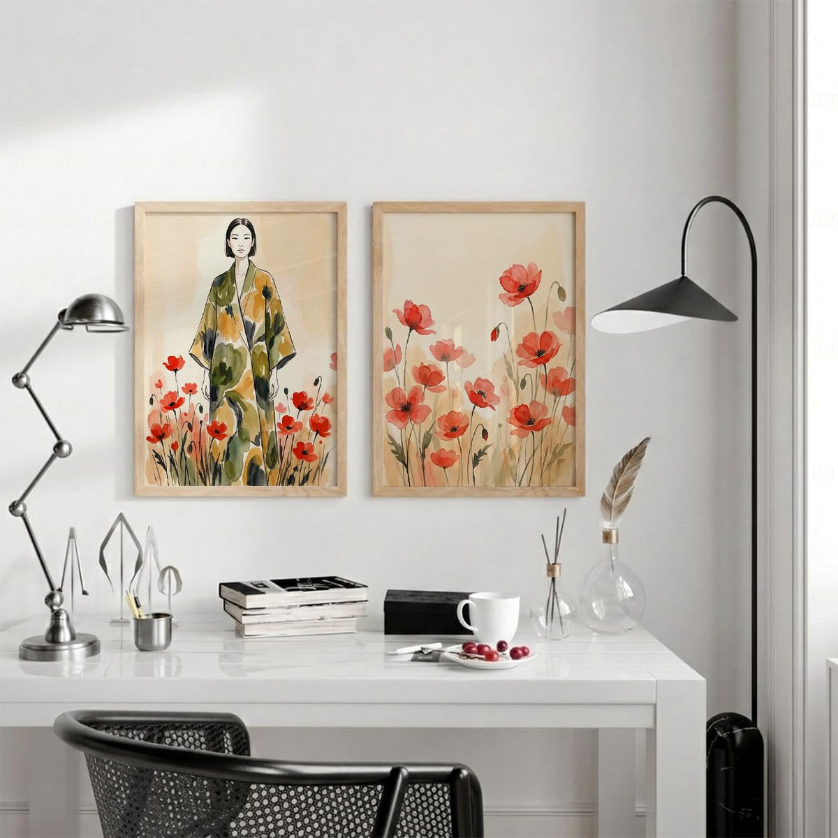 Modern Art Wall Painting Set of 2 for Living Room | Premium HD Printed Wall Frames for Bedroom, Office & Home Decor | Minimalist Contemporary Wall Art (Ready to Hang) (M.8, 13x19 inches)