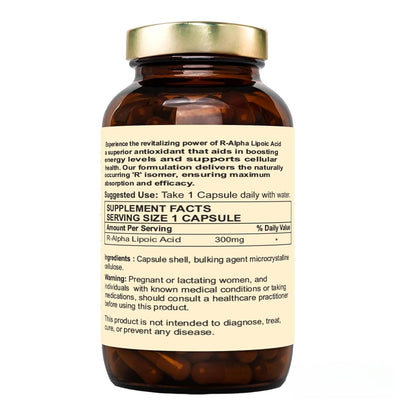 Nutraliebe R-Alpha Lipoic Acid (Thiotic Acid) 300mg - High Potency, Non-GMO, Antioxidant Support, 90 Capsules