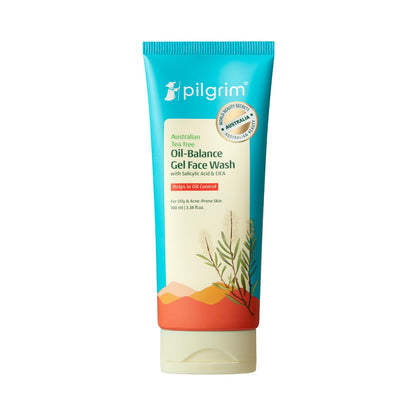 Pilgrim 1% Salicylic Acid Gel Face Wash 100 ml | Gel Face Wash with CICA & Tea Tree For Men & Women, for Oily skin, Acne Prone Skin, Non Drying Cleanser for Face