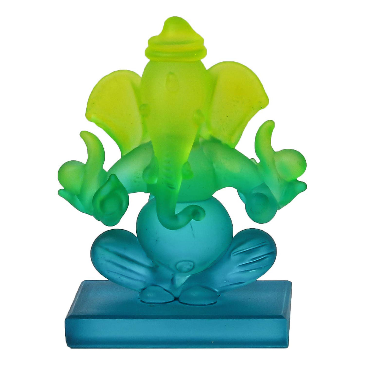 Green and Blue Double Sided Crystal Car Ganesha Showpiece
