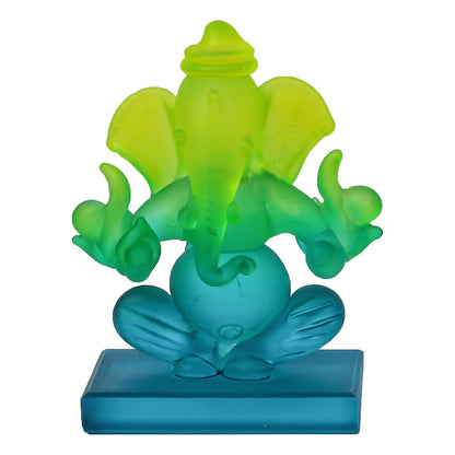 Green and Blue Double Sided Crystal Car Ganesha Showpiece