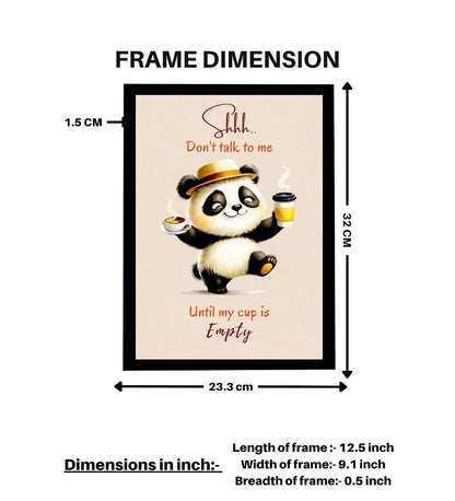 Coffee Wall Decor Frame Ready to Hang | Funny Panda Coffee Quote Poster | Cute Kitchen Cafe Wall Art for Home Office Restaurant | Gift Photo Frame for Drink Lovers