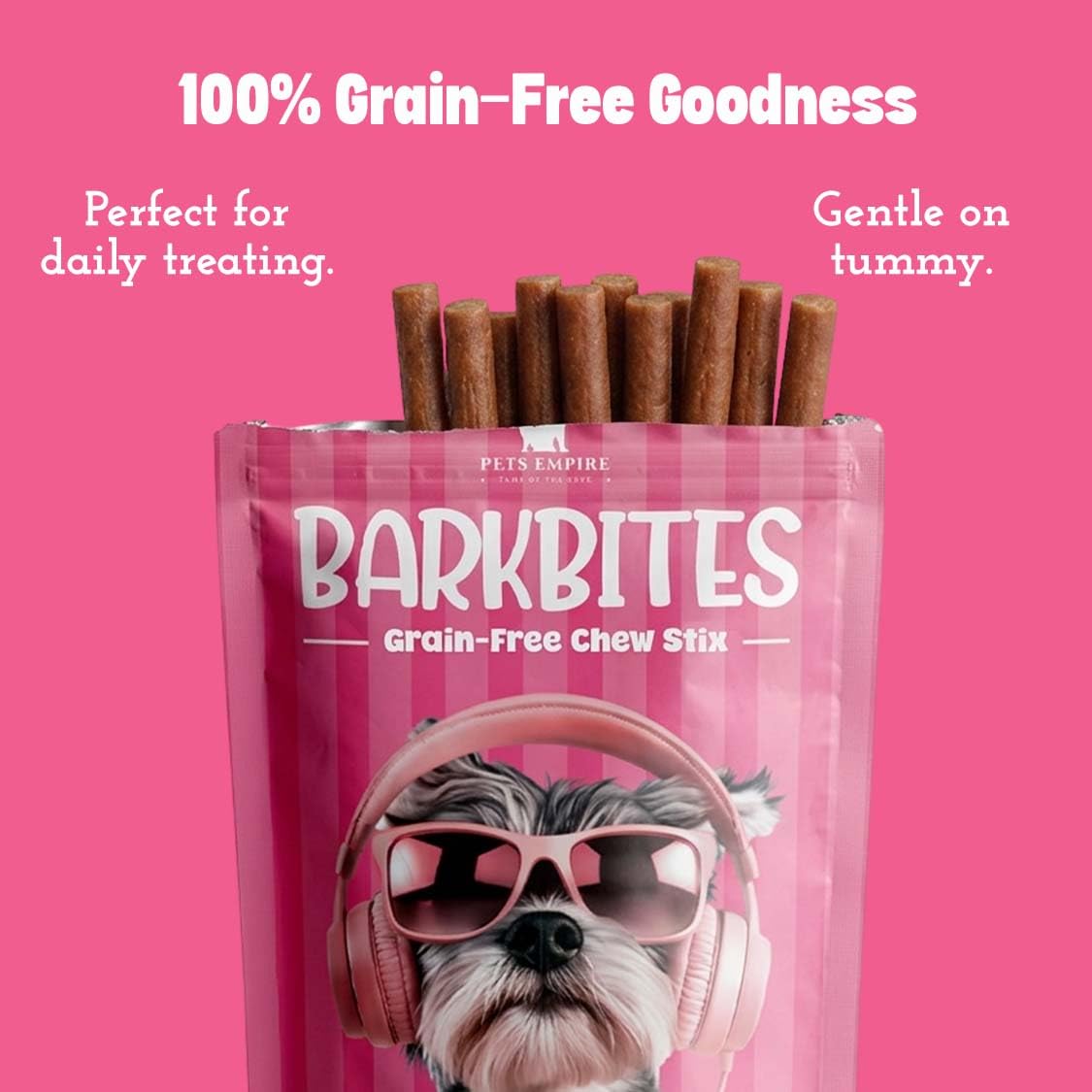 PETS EMPIRE BARKBITES Strawberry Milk Dog Chew Sticks | Soft Chewy Dog Treats | Grain-Free High Protein Training Snacks | Made with Real Milk & Chicken | Healthy Treat for Puppies & Dogs | 100g