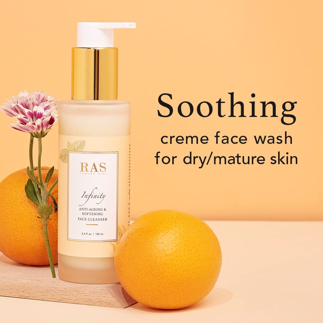 RAS Luxury Oils Infinity Anti Ageing Crème Face Cleanser | Face wash With Calendula, Shea Butter & Red Algae | Soothes Skin, Locks In Moisture, Makes Skin Plump & Supple | Intensely Nourishes
