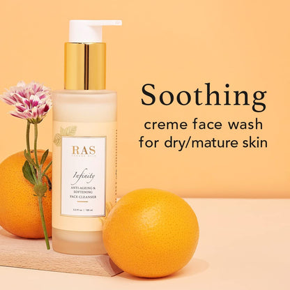 RAS Luxury Oils Infinity Anti Ageing Crème Face Cleanser | Face wash With Calendula, Shea Butter & Red Algae | Soothes Skin, Locks In Moisture, Makes Skin Plump & Supple | Intensely Nourishes