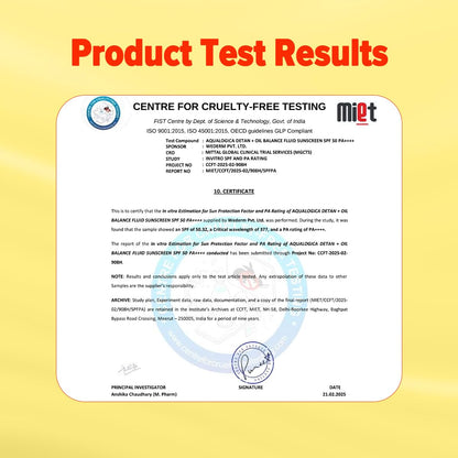 Aqualogica Detan+ Oil Balance Fluid Sunscreen for Oily Skin - 50 g | Water-like Fluid Texture | SPF 50+ PA++++ UVA & UVB Protection | Reduces Tan | Oil Free | Balances Excess oil | Non Greasy | No White Cast | For Men & Women